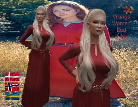 Second Life Marketplace - VIKING WOMEN RED DRESS